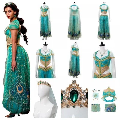The Movie Aladdin Princess Jasmine Aladdin Blue Dress Cosplay Halloween Outfit - Image 1 of 4