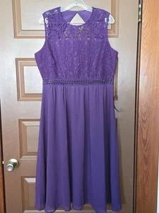 Vestido TRUTH AND FABLE Violeta Púrpura Midi Fiesta/Cóctel Encaje Talla 2XL - Imagen 1 de 7