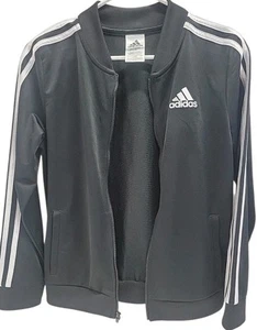 NWT Adidas Full Zip Up Black Track Jacket Youth Boys Sz 16 - Picture 1 of 10