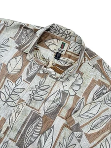 Tori Richard Honolulu XL Hawaiian Shirt Brown Beige Leaf Print Aloha Cotton USA - Picture 1 of 7
