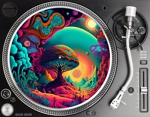 Psychedelic Landscape Vinyl Record Turntable Slipmat Trippy Magic Mushroom LSD - Picture 1 of 3
