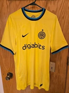 NIKE INTER MILAN L YELLOW THIRD JERSEY SERIE A CHAMPIONS LEAGUE DN2714-715 NWT - Picture 1 of 7