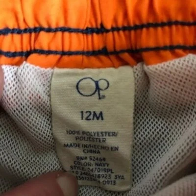 OP Swim Shorts Size 12 months, blue with sharks - Image 1 of 3