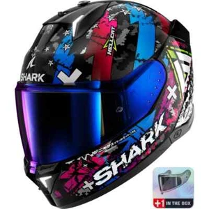 INTEGRALHELM SHARK SKWAL i3 HELLCAT - GRAFIK SCHWARZ BLAU GLÄNZEND GRÖSSE M - Bild 1 von 4