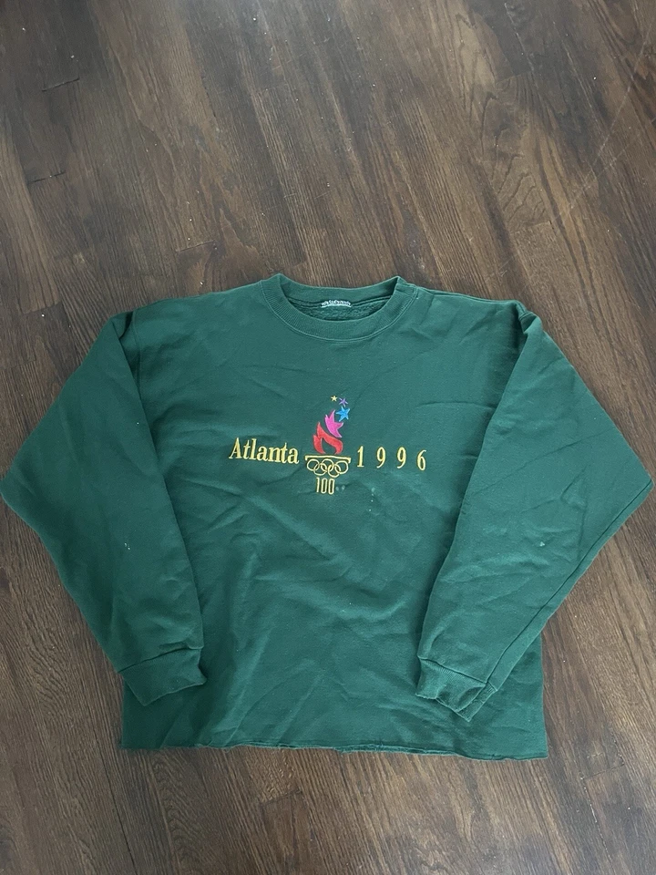 Sudadera Vintage Años 90 Campeón Verde Juegos Olímpicos de Atlanta Cuello Redondo L Foto 1 de 2