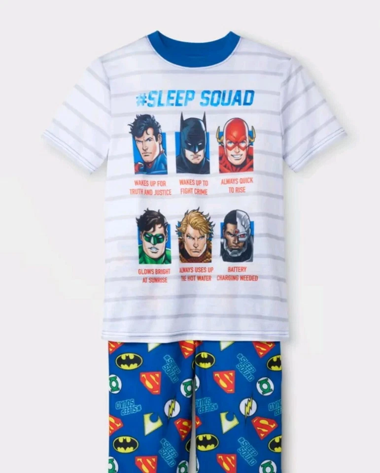 Liga de la Justicia Pijama Niño Ropa de Dormir Pantalones Cortos Escuadrón Superman Batman Talla S 8-10 Foto 1 de 1