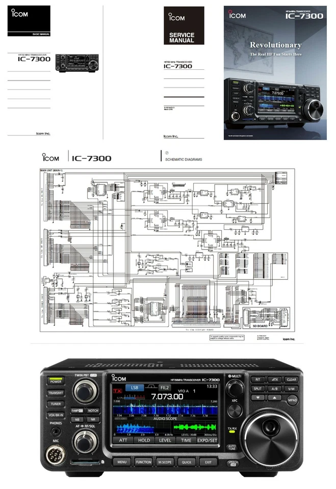 ICOM IC-7300 INSTRUCCIONES + MANUALES DE SERVICIO + DIAGRAMAS 11x17" + folleto + Foto 1 de 1