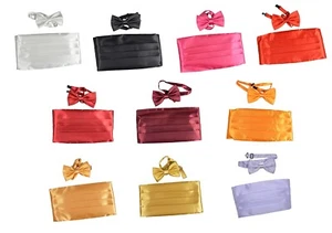 Juego de 10 colores para boda y fiesta Cummerbund y moño para hombre - Imagen 1 de 28