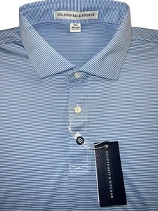 Holderness & Bourne Herren XXL Golf Poloshirt Neu mit Etikett blau gestreift gesticktes Logo - Bild 1 von 10