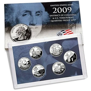 2009 S Proof Quarter Set DC & US Territories 6 Coins Box + COA Territory 25 Cent - Picture 1 of 3