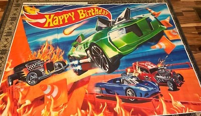 "Gran pancarta de cumpleaños 5 x 7 pies Hot Rod coches callejeros carreras 84"" X 60"" plástico" Foto 1 de 4