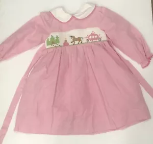 Rare Editions rosa kariertes gesmoktes Kleid Mädchen 3T Prinzessin Stickerei - Bild 1 von 5
