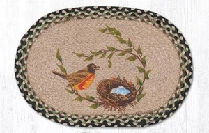 2 Braided Jute Oval Stenciled Placemat/Trivet/Swatch. Earth Rugs. ROBINS NEST. - Picture 1 of 1