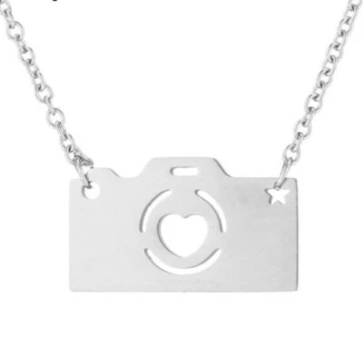 Collar de plata para cámara fotografía corazón moda pasatiempo moda Foto 1 de 2