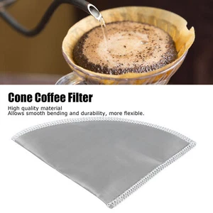 Reusable Pour Over Coffee Filter Stainless Steel Mesh Cone Coffee Filter 1‑2 Cup - Picture 1 of 12