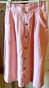 Skirt: Light-pink Women's Button-Front, size Small - Picture 1 of 5