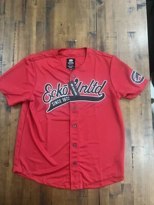 Camiseta deportiva de béisbol Ecko Unltd para hombre manga corta peso pesado roja negra nueva con etiquetas de colección Foto 1 de 4
