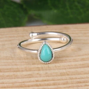 Arizona Turquoise Gemstone 925 Sterling Silver Adjustable Engagement Rings - Picture 1 of 5