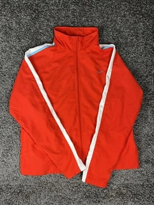 Nike Womens L 12 14 Red Track Jacket Light Weight Zip Up Fitness Gym Yoga - Picture 1 of 9