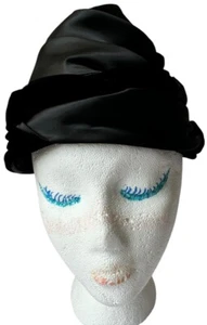 Sombrero Turbante Vintage Años 30 Mujer Talla Pequeña Negro Seda Satén y Terciopelo Regency - Imagen 1 de 18