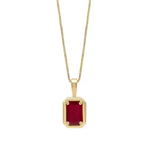 Solitaire Octagon Ruby Pendant Yellow Gold 375 Hallmarked British Made - Picture 1 of 3