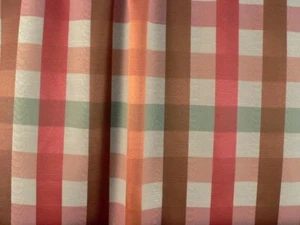Drapery Upholstery Fabric Designer Faux Silk Plaid - Coral Multi - Picture 1 of 1