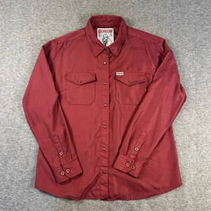 Dixxon Flannel Shirt Mens XL Red Burgundy The Bordeaux Pearl Snap Button D-Tech - Picture 1 of 13