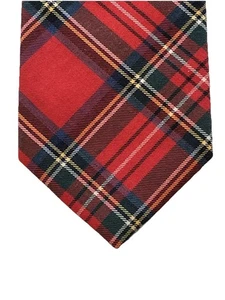 VTG Lands’ End Viyella Wool Cotton Tartan Tie Classic Red And Green Plaid USA - Picture 1 of 9