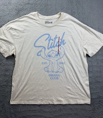 Disney Stitch Shirt Womens 2XL White Ohana Club Graphic Tee Lilo Movie 2000s New - Image 1 of 4
