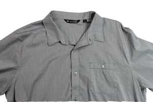 Travis Mathew Shirt Men XXL White Gray Striped Button Performance Stretch Casual - Picture 1 of 7