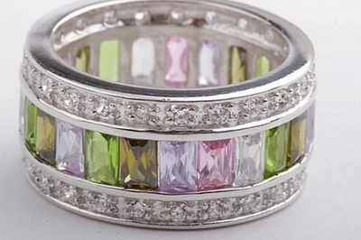Kristall Ring 925 Silber Amethyst Peridot Kristall  * - Bild 1 von 4