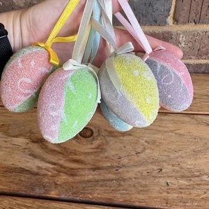 Lot Of 6 Frosted Sugared Easter Egg Ornaments - Imagen 1 de 7