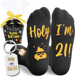 ✨Birthday Gifts Ideas for Men Women - Socks for 20 21 30 Year Olds Woman Man - Picture 1 of 7