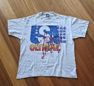 Vintage USA 1992 Olympics Track and Field Running Tee SIze XL Grande Grey/White - Photo 1/8