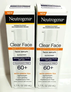 Neutrogena 2pack Clear Face Serum Sunscreen SPF60+ Fragrance-Free 1.7oz Exp 5/25 - Picture 1 of 1