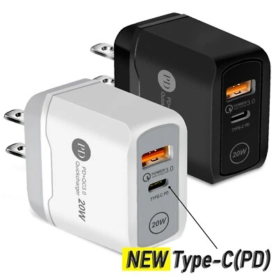 20W With Type-C Plug - Fast Quick USB Wall Charger Adapter For iPhone/Samsung - Image 1 of 4