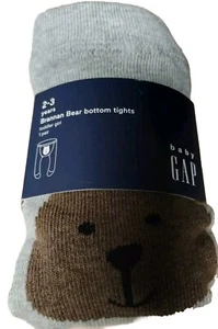 Baby GAP Toddler Girl Size 2-3 Years Gray Ribbed Brannan Bear Bottom Tights NWT - Picture 1 of 2