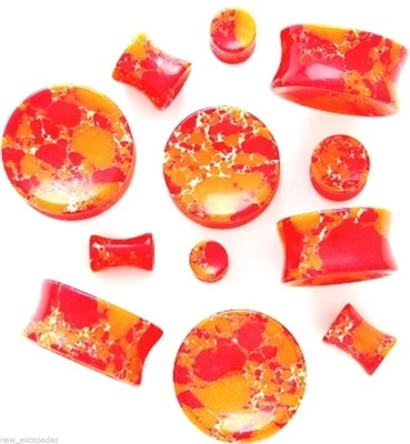 PAR-Stone Howlite Sillín cóncavo térmico acampanado tapones para los oídos calibre 06 mm/2  Foto 1 de 3