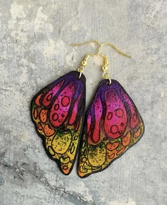 Elegantes Pendientes de Cuero Pintados a Mano para Mujer | Joyería Boho Regalo EE. UU. Foto 1 de 4