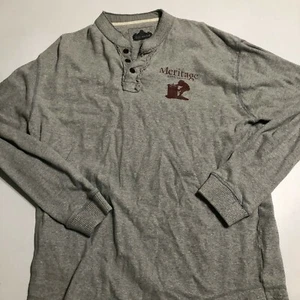 Meritage Napa Valley Mens LS Gray Henley light weight sweatshirt Sz XL Distress - Picture 1 of 7