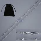 Real Solid 925 Sterling Silver BOX Chain Necklace 14-30" Inches W/ Bead Italy