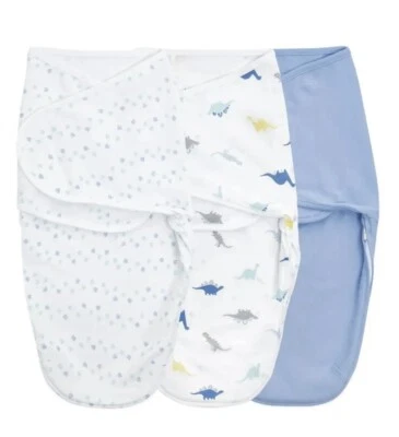Paquete de 3 envolturas de algodón para bebé Aden + Anais de 0-3 meses | Essentials Swaddle Dinosaurios Foto 1 de 3