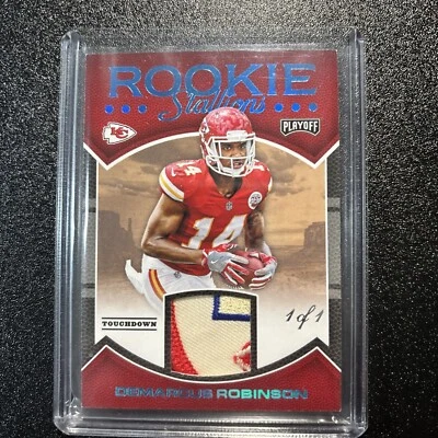 2016 Panini Playoff Stallions Chiefs Patch 1/1 Demarcus Robinson Rookie RC - Image 1 of 2