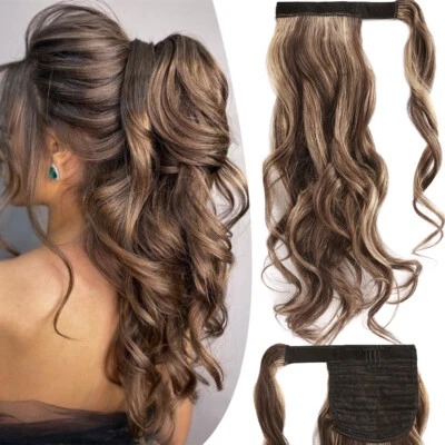 Claw Hair Extension Pony Tail Thick Clip In 100% REAL Human Hair Wrap Ponytail - Image 1 of 4