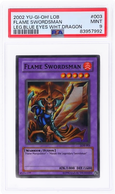 2002 Yu-Gi-Oh Legend of Blue Eyes White Dragon Flame Swordsman Sr #LOB3 PSA 9 - Image 1 of 2