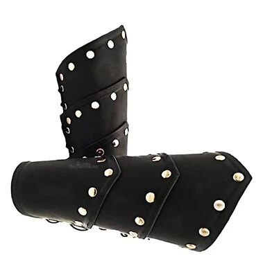 Braçadeiras vikings de couro braço de pulso medieval braço de mão para homens e mulheres armadura cosplay - Imagem 1 de 4