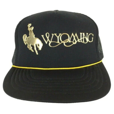 Винтажная ковбойская шляпа Вайоминг лошадь родео сценарий логотип пена сетка застежка сзади кепка дальнобойщика - Изображение 1 из 4