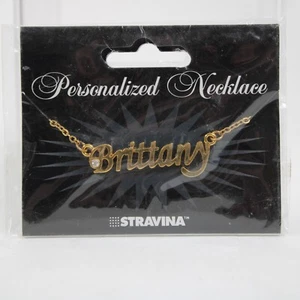BRITTANY NEW Name Goldtone Rhinestone Accent 14.5" w 4.5 Multi Ring Ext Necklace - Picture 1 of 12