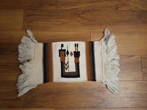 VINTAGE Wool Woven Carpet Rug Table Topper Southwestern Style 25x11 " - Picture 1 of 4