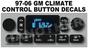1997-2006 GM GMC CORVETTE CHEVY YUKON TAHOE CLIMATE CONTROL BUTTON DECAL STICKER - Picture 1 of 2